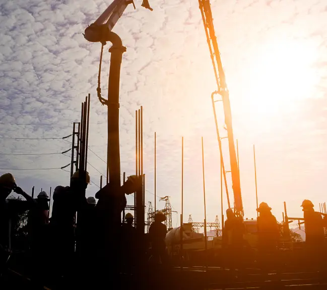 construction-about-webp Silhouette construction industry team safely to work load concrete building according to set goal over blurred background sunset pastel for industry background.
